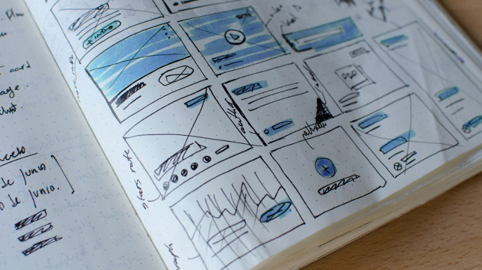 Wireframe-Grafiken in einem Buch Wireframe-Grafik
